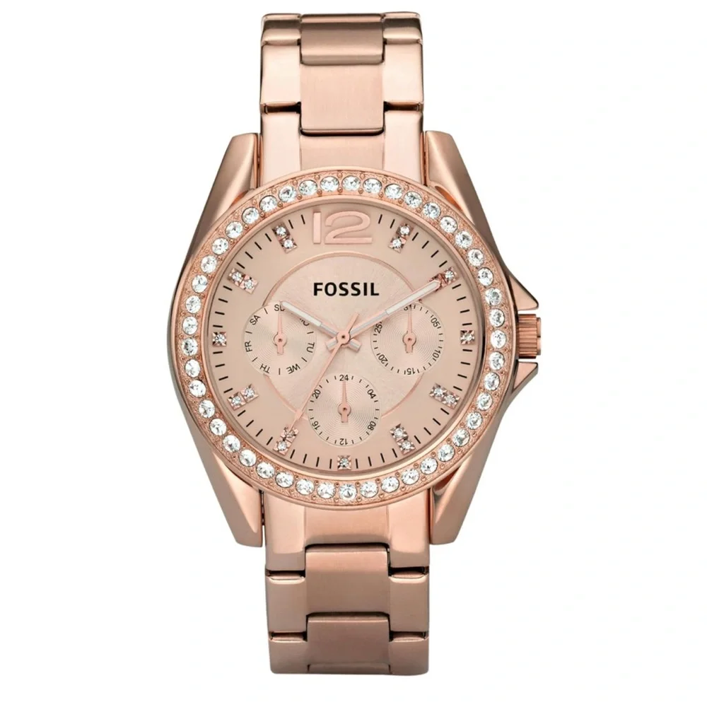 NEW Fossil Women's Rose Gold Crystal Watch